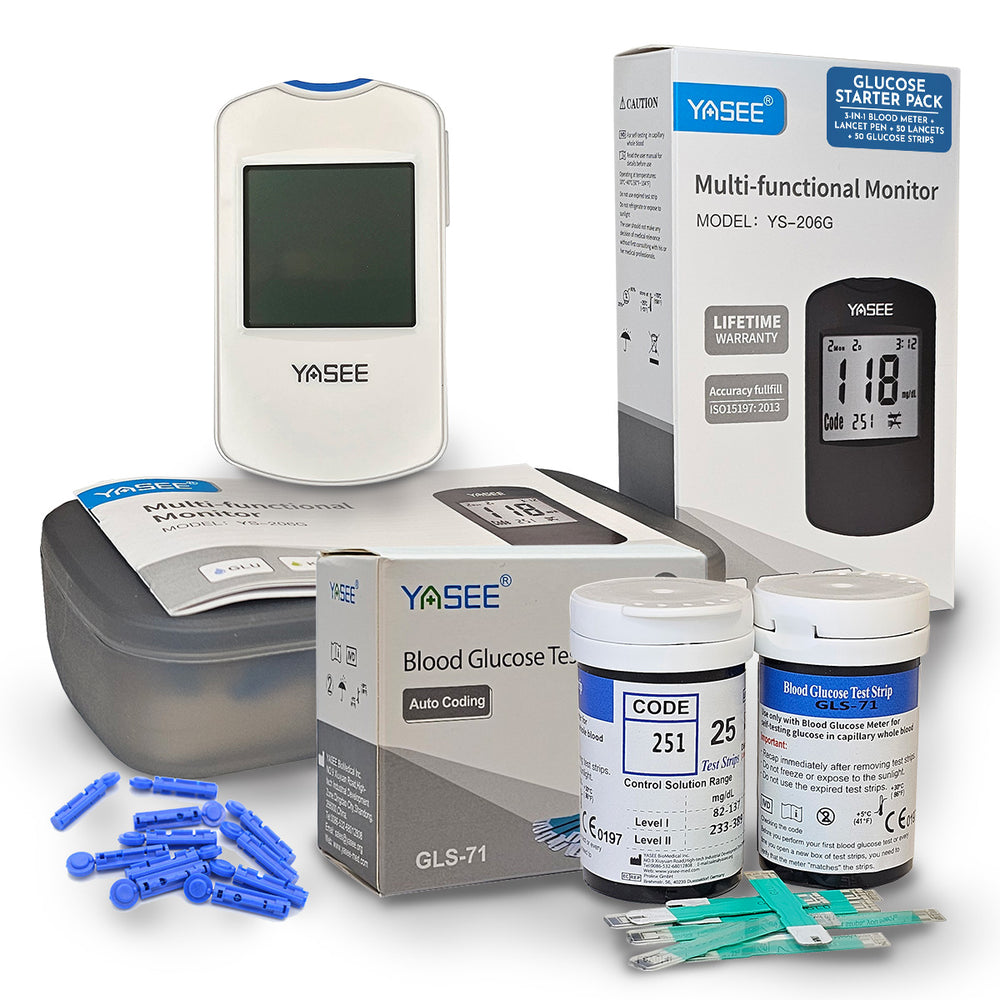 Yasee YS-206G Glucose Starter Pack with 50 Strips and 50 Lancets