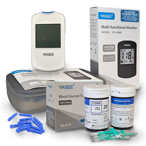 Yasee YS-206G Glucose Starter Pack with 50 Strips and 50 Lancets