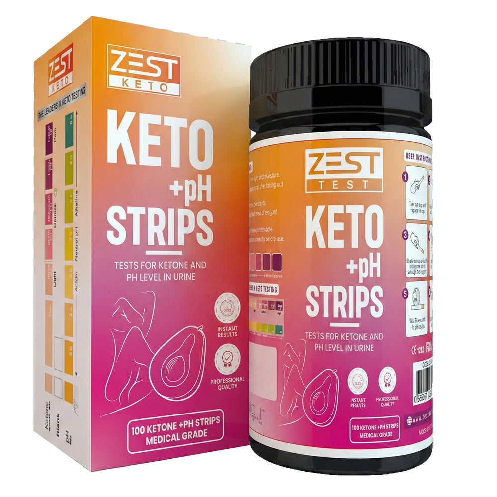 Keto + pH Strips | 100 Premium Ketone & pH Urinalysis Test Strips