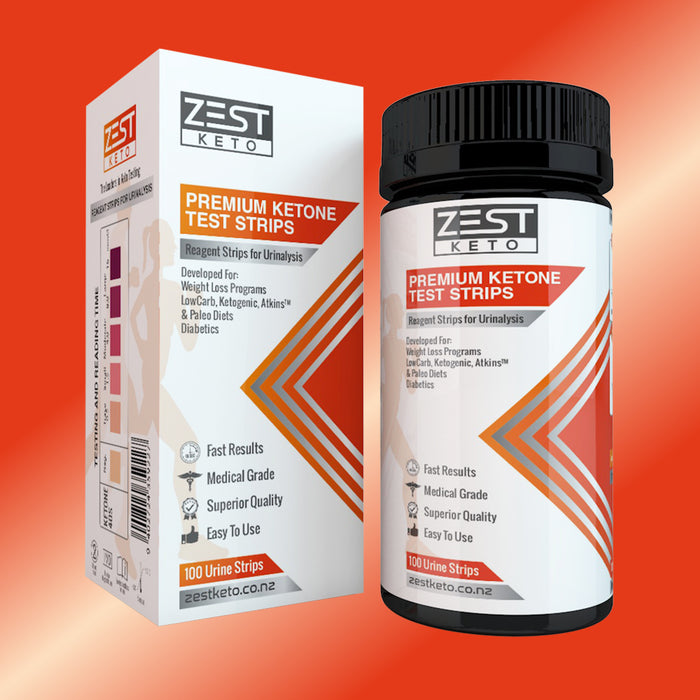 Keto tester strips. Ketone test strips for urine testing. Keto urinalysis tester strips. Pee strips for keto testing. Packet of 100 ketone test strips. Ketostix . Test ketone levels when on a keto diet plan or after having keto recipes. Test ketosis levels. Keto urine strips by Zest Keto.