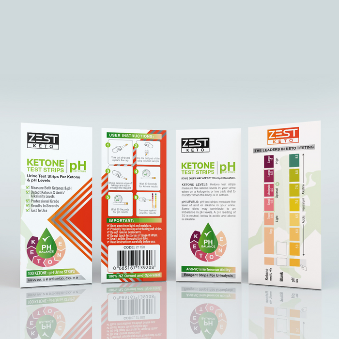 Keto + pH Strips | 100 Premium Ketone & pH Urinalysis Test Strips
